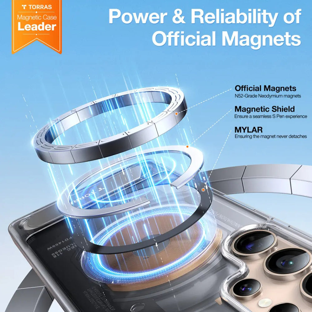 Capa MagSafe para Samsung Galaxy S25 Ultra S938, Torras, Pstand, Transparente