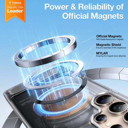 Capa MagSafe para Samsung Galaxy S25 Ultra S938, Torras, Pstand, Transparente