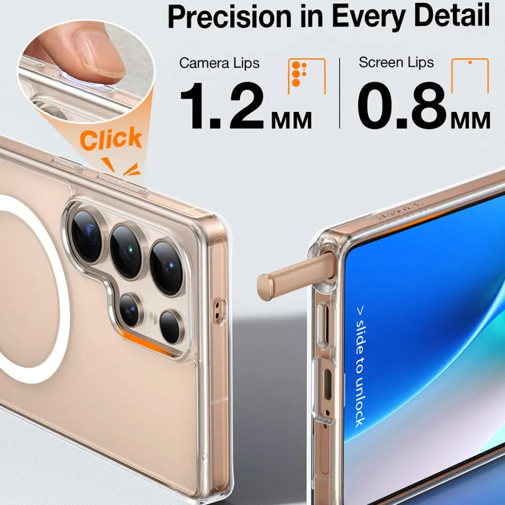 Capa MagSafe para Samsung Galaxy S25 Ultra S938, Torras, Pstand, Transparente