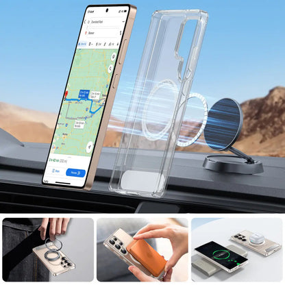 Capa MagSafe para Samsung Galaxy S25 Ultra S938, Torras, Pstand, Transparente