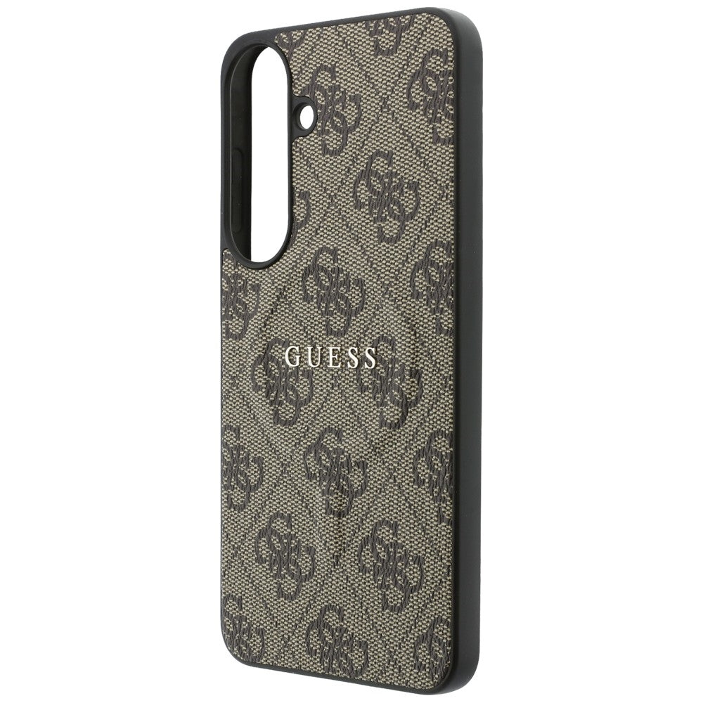 Capa MagSafe para Samsung Galaxy S26 FE S741, Guess, 4G Embossed Ring Classic Logo, Castanha