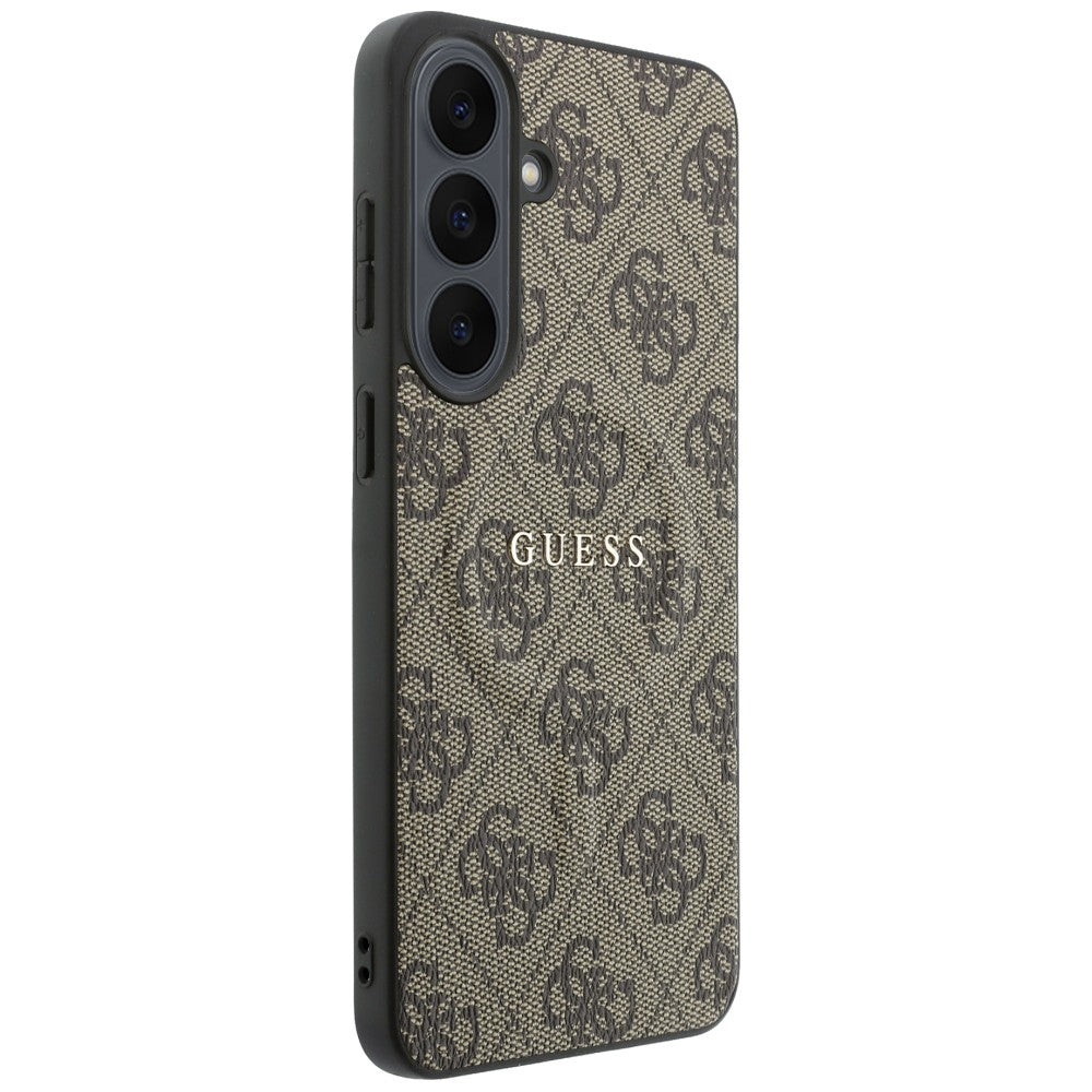 Capa MagSafe para Samsung Galaxy S26 FE S741, Guess, 4G Embossed Ring Classic Logo, Castanha