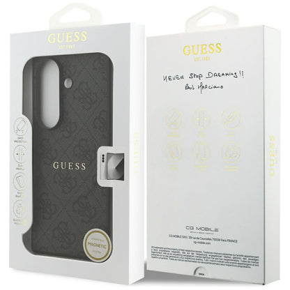 Capa MagSafe para Samsung Galaxy S26 FE S741, Guess, 4G Embossed Ring Classic Logo, Preta