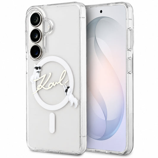 Capa MagSafe para Samsung Galaxy S26 FE S741, Karl Lagerfeld, IML Choupette Karl Script Logo, Transparente