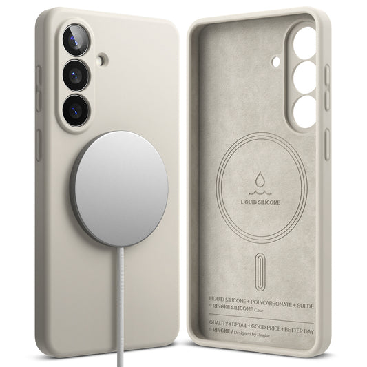 Capa MagSafe para Samsung Galaxy S26 Plus, Ringke, Silicone, Creme