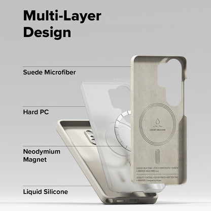 Capa MagSafe para Samsung Galaxy S26 Plus S947, Ringke, Silicone, Creme