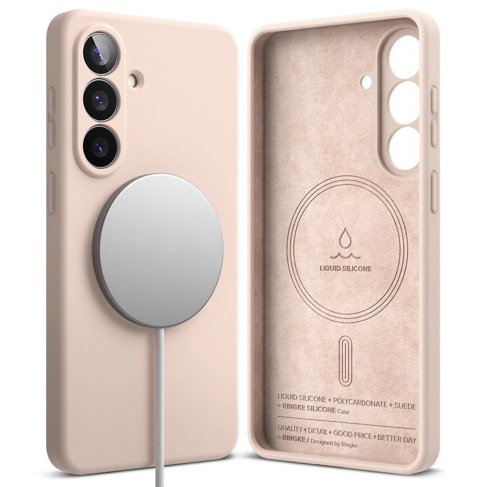 Capa MagSafe para Samsung Galaxy S26 Plus, Ringke, Silicone, Rosa