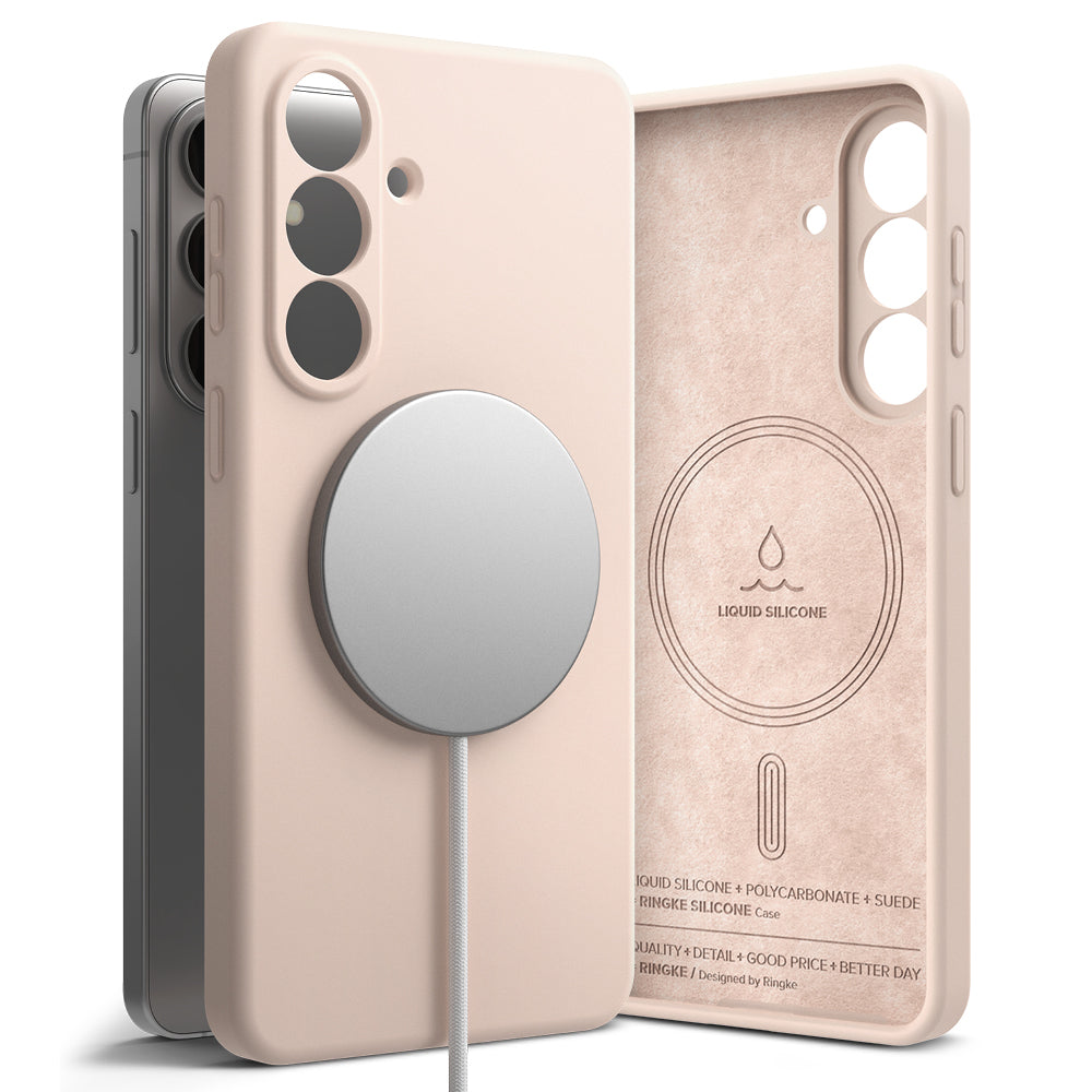 Capa MagSafe para Samsung Galaxy S26 Plus, Ringke, Silicone, Rosa