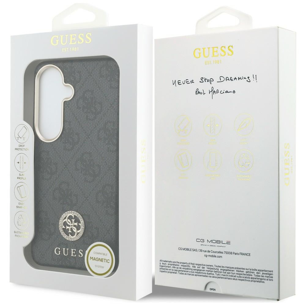 Capa MagSafe para Samsung Galaxy S26 Plus S947, Guess, 4G Rhinestone Round Logo, Preta
