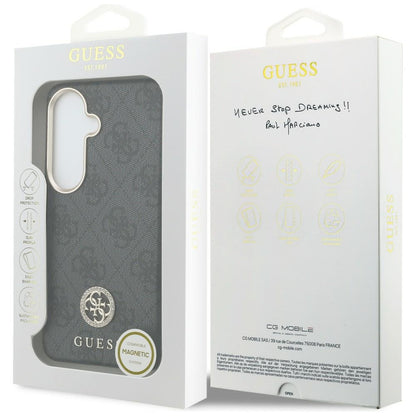 Capa MagSafe para Samsung Galaxy S26 Plus S947, Guess, 4G Rhinestone Round Logo, Preta