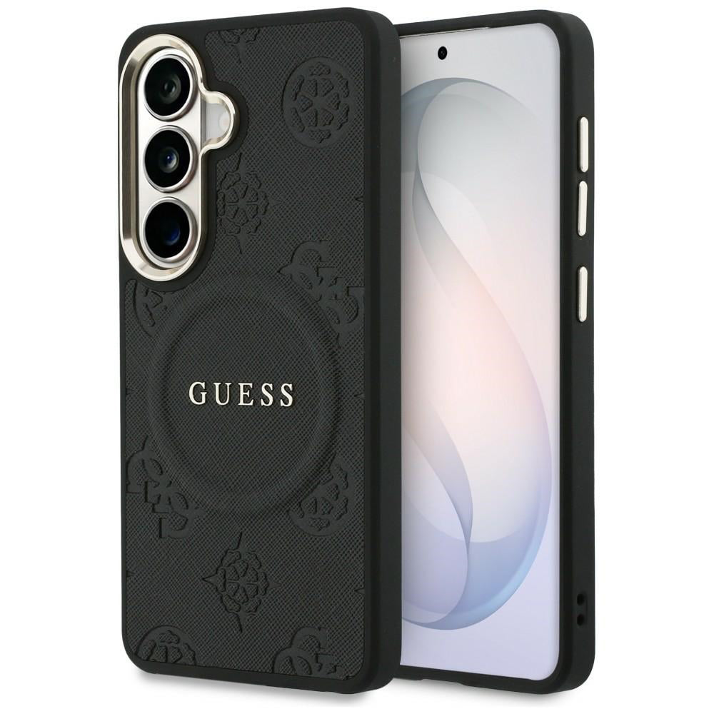 Capa MagSafe para Samsung Galaxy S26 Plus S947, GUESS, Saffiano Peony Embossed Ring, Preta