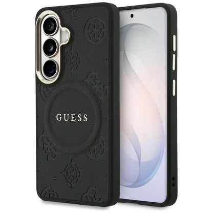 Capa MagSafe para Samsung Galaxy S26 Plus S947, GUESS, Saffiano Peony Embossed Ring, Preta