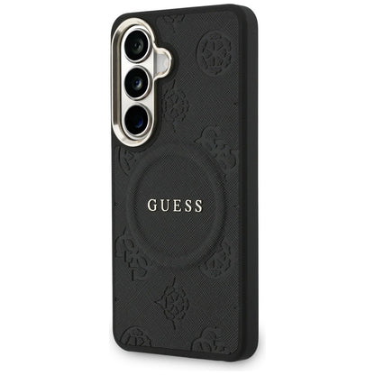 Capa MagSafe para Samsung Galaxy S26 Plus S947, GUESS, Saffiano Peony Embossed Ring, Preta