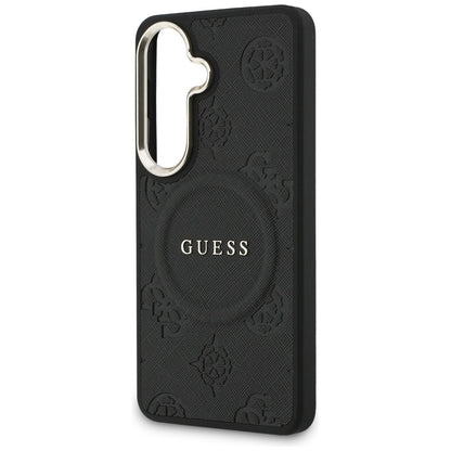 Capa MagSafe para Samsung Galaxy S26 Plus S947, GUESS, Saffiano Peony Embossed Ring, Preta