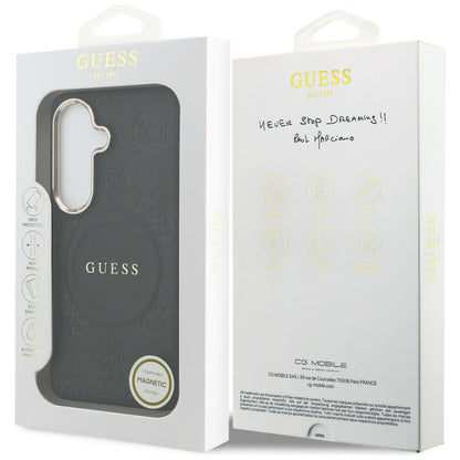 Capa MagSafe para Samsung Galaxy S26 Plus S947, GUESS, Saffiano Peony Embossed Ring, Preta