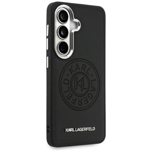 Capa MagSafe para Samsung Galaxy S26 Plus S947, Karl Lagerfeld, Karl Round Point Logo, Preta