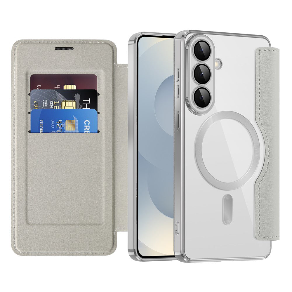 Capa MagSafe para Samsung Galaxy S26 Plus, Techsuit, SmartMag Book, Cinzento