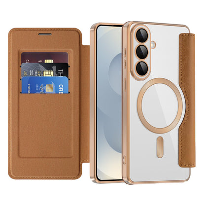 Capa MagSafe para Samsung Galaxy S26 Plus, Techsuit, SmartMag Book, Castanho