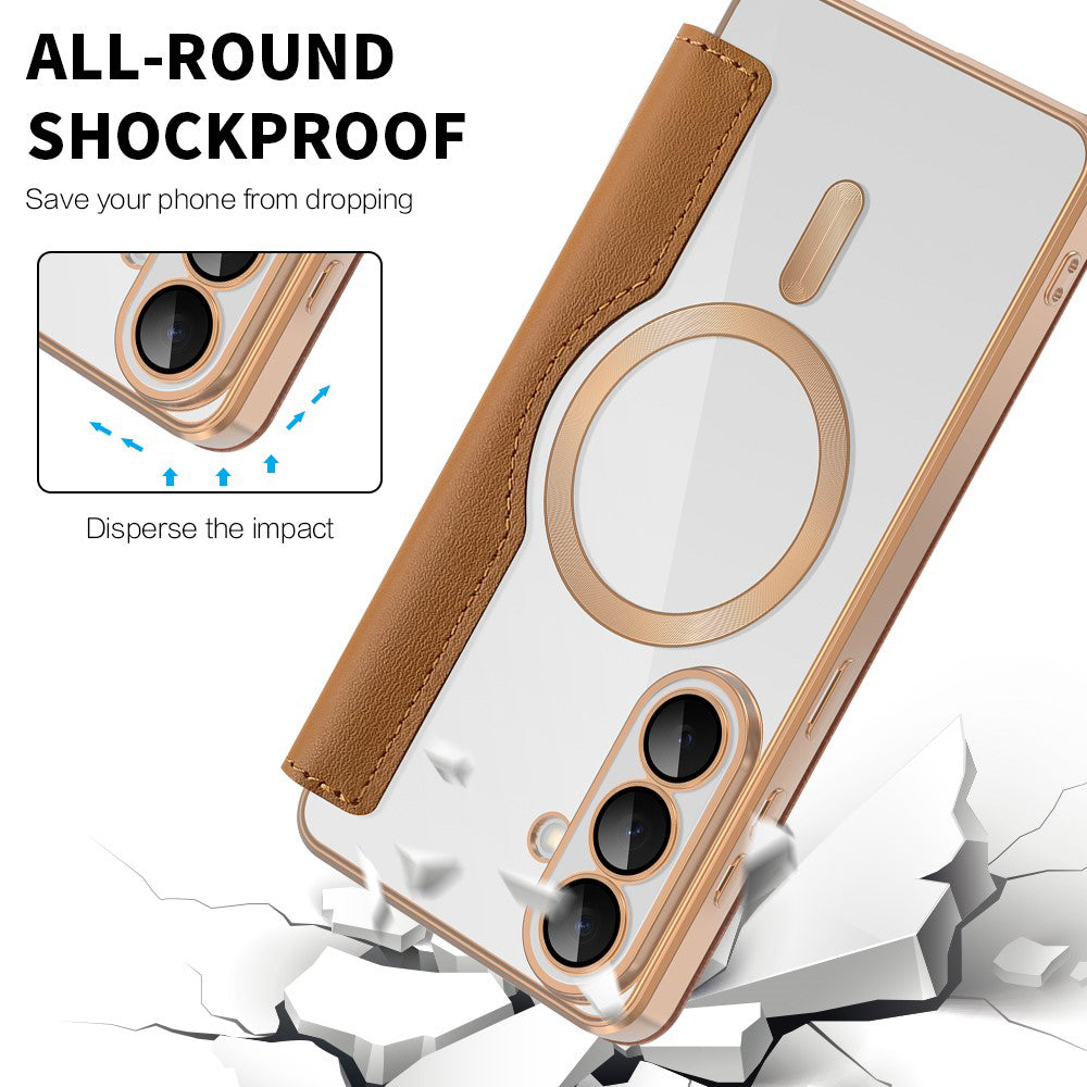 Capa MagSafe para Samsung Galaxy S26 Plus, Techsuit, SmartMag Book, Castanho