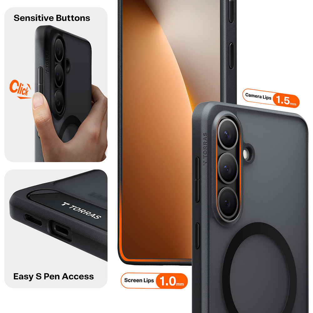 Capa MagSafe para Samsung Galaxy S26 Plus, Torras, Pstand, Preta