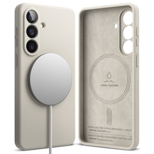 Capa MagSafe para Samsung Galaxy S26, Ringke, Silicone, Creme