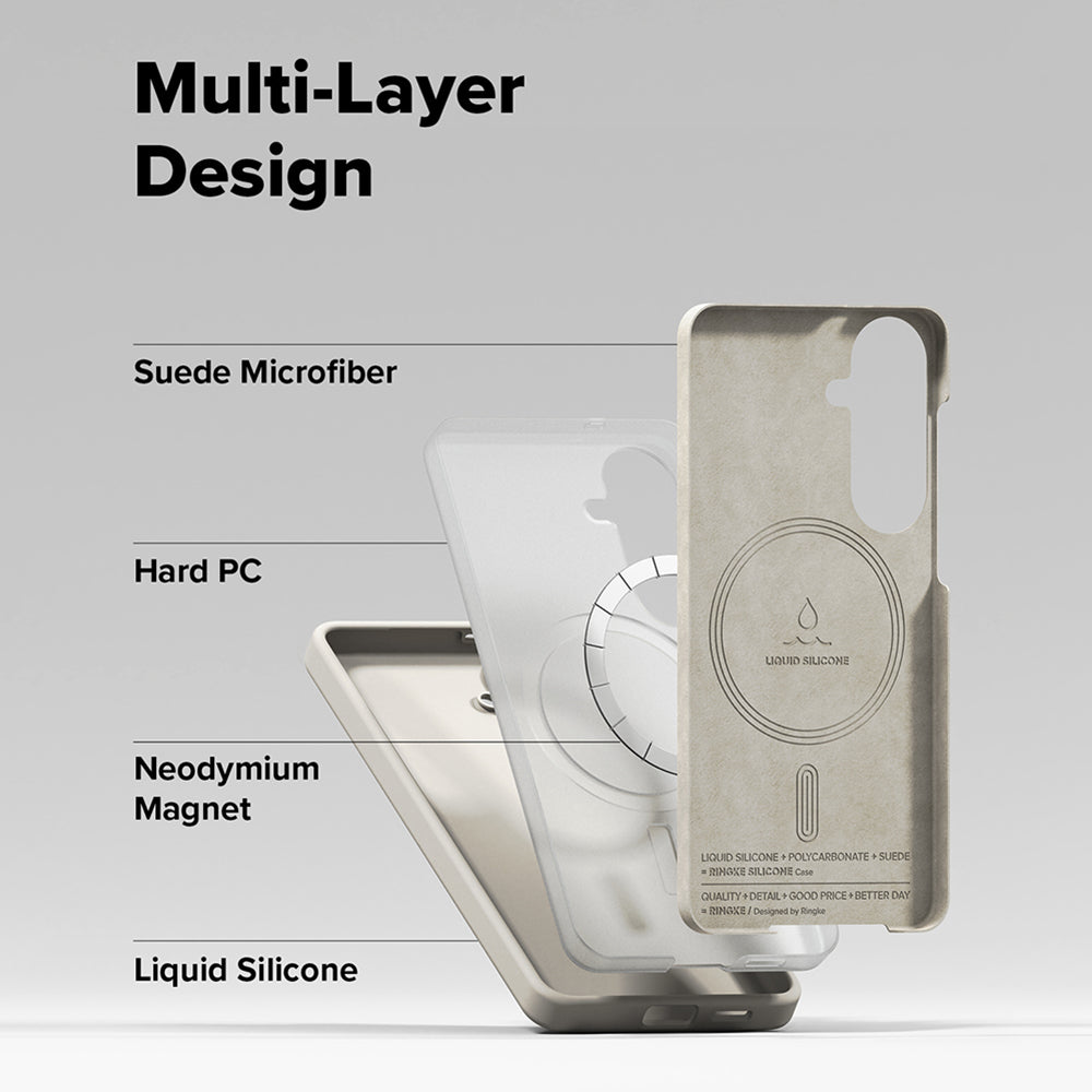 Capa MagSafe para Samsung Galaxy S26 S942, Ringke, Silicone, Creme