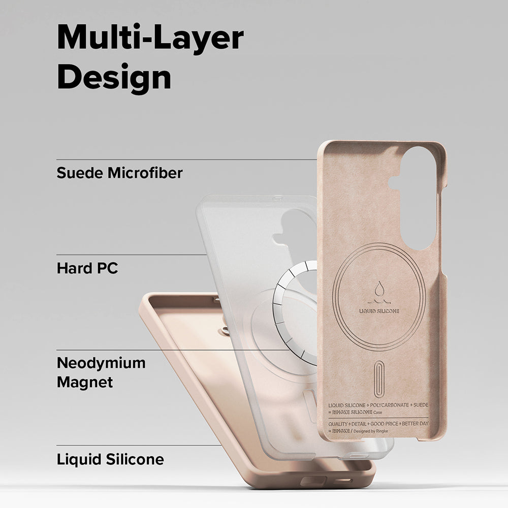 Capa MagSafe para Samsung Galaxy S26 S942, Ringke, Silicone, Rosa