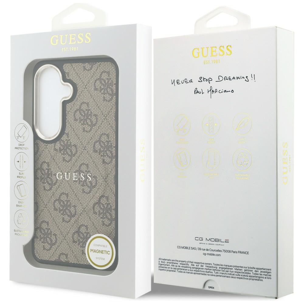 Capa MagSafe para Samsung Galaxy S26 S942, Guess, 4G Embossed Ring, Marrom