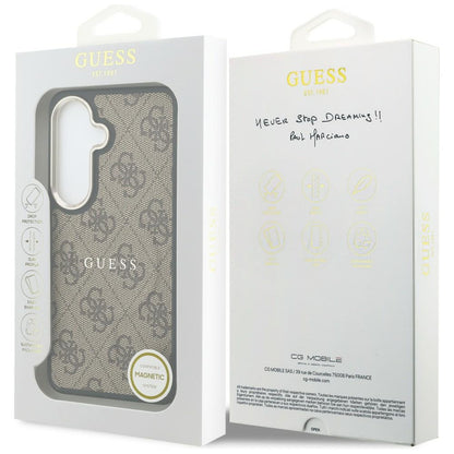 Capa MagSafe para Samsung Galaxy S26 S942, Guess, 4G Embossed Ring, Marrom