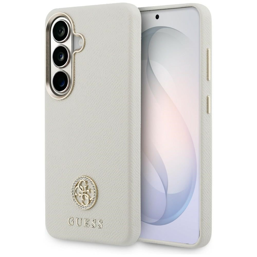 Capa MagSafe para Samsung Galaxy S26 S942, Guess, Rhinestone Round Logo, Bege