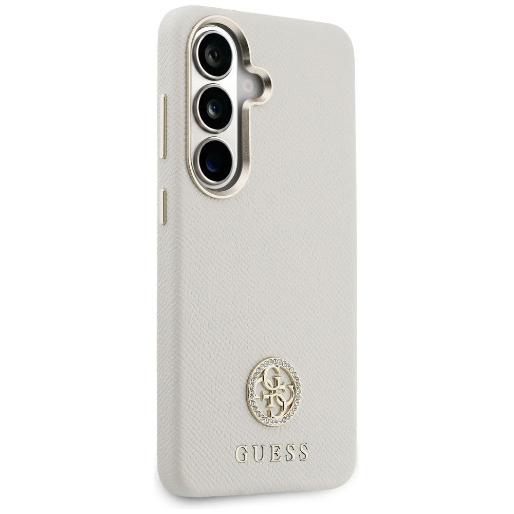 Capa MagSafe para Samsung Galaxy S26 S942, Guess, Rhinestone Round Logo, Bege