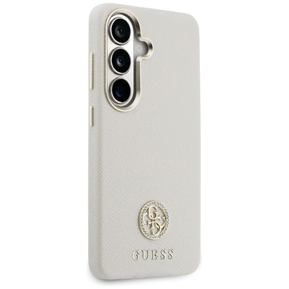 Capa MagSafe para Samsung Galaxy S26 S942, Guess, Rhinestone Round Logo, Bege