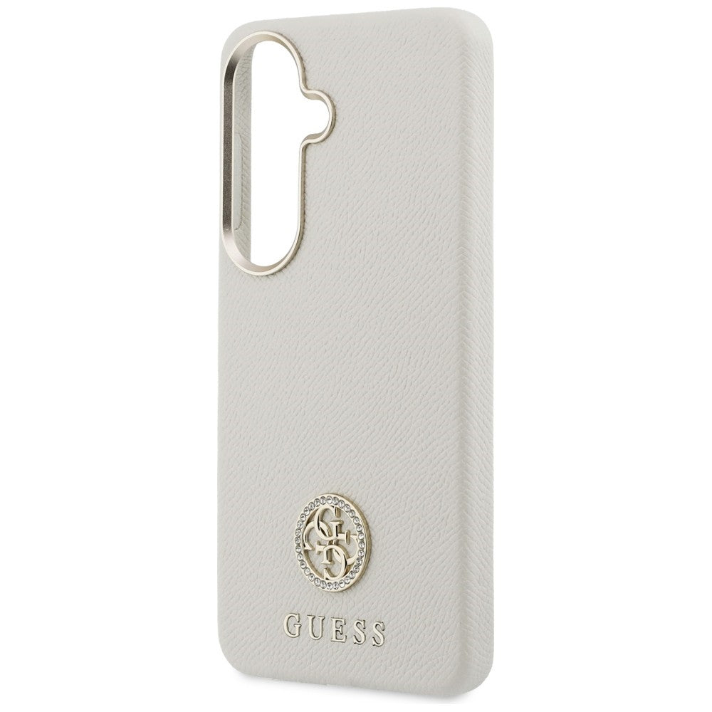 Capa MagSafe para Samsung Galaxy S26 S942, Guess, Rhinestone Round Logo, Bege