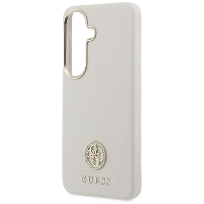 Capa MagSafe para Samsung Galaxy S26 S942, Guess, Rhinestone Round Logo, Bege