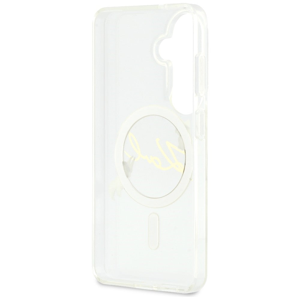 Capa MagSafe para Samsung Galaxy S26 S942, Karl Lagerfeld, IML Choupette Karl Script Logo, Branco