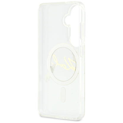 Capa MagSafe para Samsung Galaxy S26 S942, Karl Lagerfeld, IML Choupette Karl Script Logo, Branco