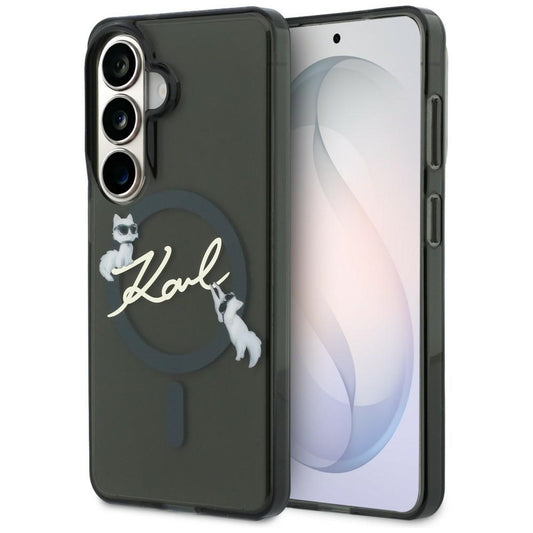 Capa MagSafe para Samsung Galaxy S26 S942, Karl Lagerfeld, IML Choupette Karl Script Logo, Preta