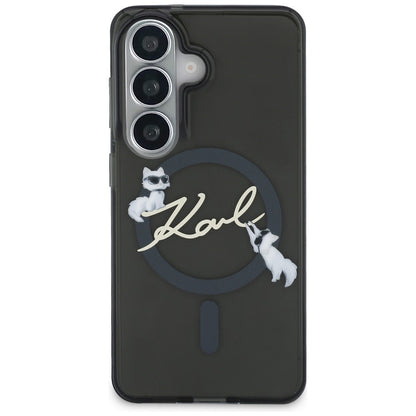 Capa MagSafe para Samsung Galaxy S26 S942, Karl Lagerfeld, IML Choupette Karl Script Logo, Preta