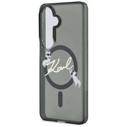 Capa MagSafe para Samsung Galaxy S26 S942, Karl Lagerfeld, IML Choupette Karl Script Logo, Preta