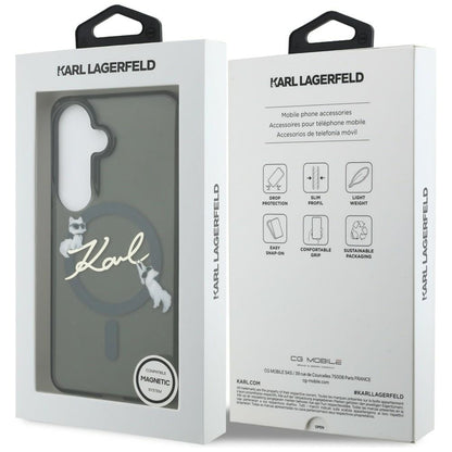 Capa MagSafe para Samsung Galaxy S26 S942, Karl Lagerfeld, IML Choupette Karl Script Logo, Preta