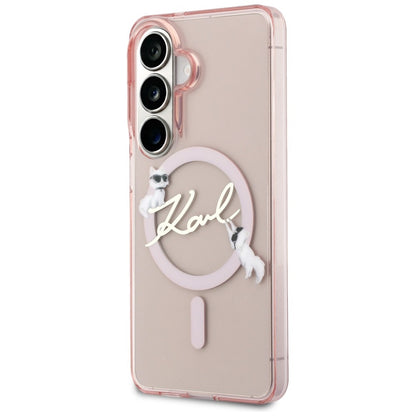 Capa MagSafe para Samsung Galaxy S26 S942, Karl Lagerfeld, IML Choupette Karl Script Logo, Rosa