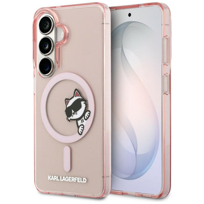 Capa MagSafe para Samsung Galaxy S26 S942, Karl Lagerfeld, IML Choupette Peekaboo Logo, Rosa