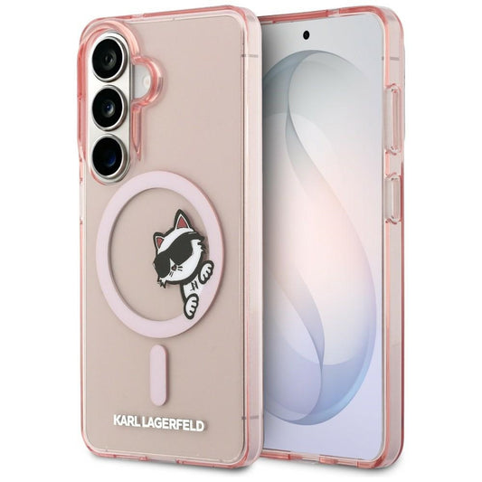 Capa MagSafe para Samsung Galaxy S26 S942, Karl Lagerfeld, IML Choupette Peekaboo Logo, Rosa