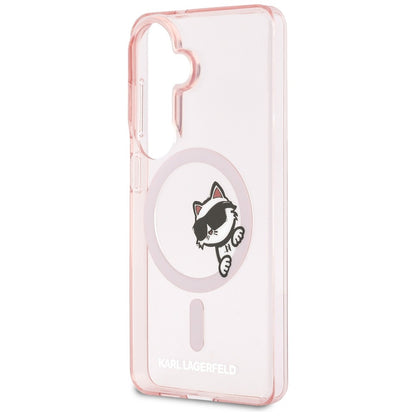 Capa MagSafe para Samsung Galaxy S26 S942, Karl Lagerfeld, IML Choupette Peekaboo Logo, Rosa