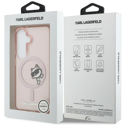 Capa MagSafe para Samsung Galaxy S26 S942, Karl Lagerfeld, IML Choupette Peekaboo Logo, Rosa