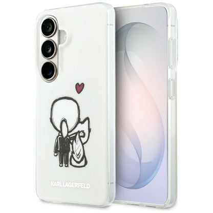 Capa MagSafe para Samsung Galaxy S26 S942, Karl Lagerfeld, IML Karl & Choupette Back Logo, Branca