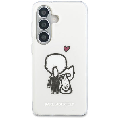 Capa MagSafe para Samsung Galaxy S26 S942, Karl Lagerfeld, IML Karl & Choupette Back Logo, Branca