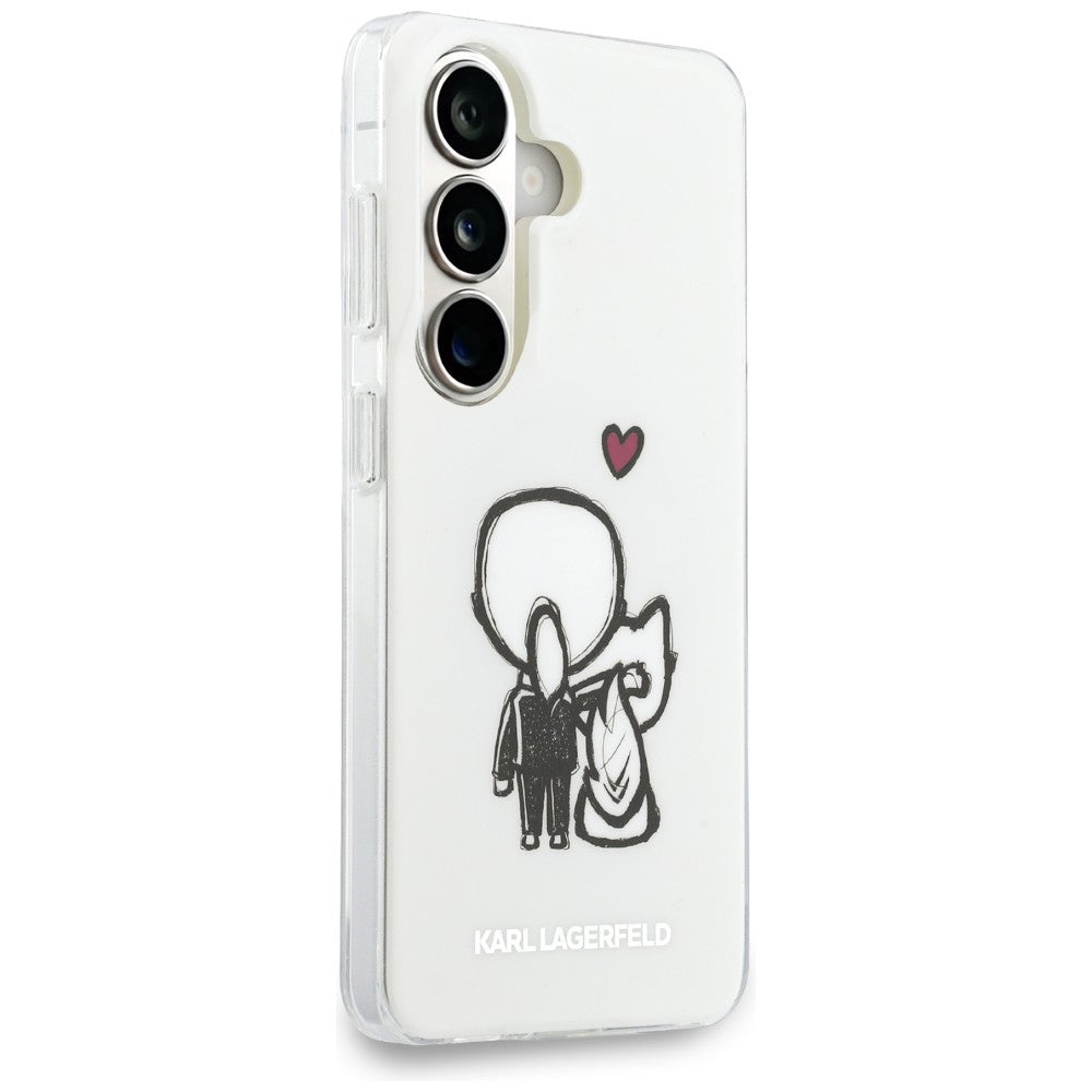 Capa MagSafe para Samsung Galaxy S26 S942, Karl Lagerfeld, IML Karl & Choupette Back Logo, Branca