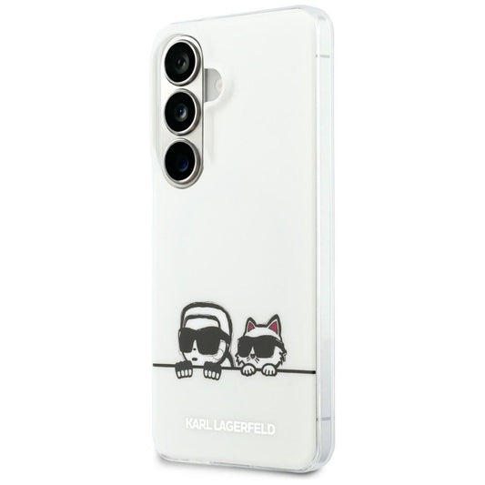 Capa MagSafe para Samsung Galaxy S26 S942, Karl Lagerfeld, IML Karl & Choupette Peekaboo Logo, Branca.