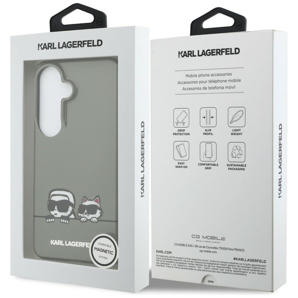 Capa MagSafe para Samsung Galaxy S26 S942, Karl Lagerfeld, IML Karl & Choupette Peekaboo Logo, Preta